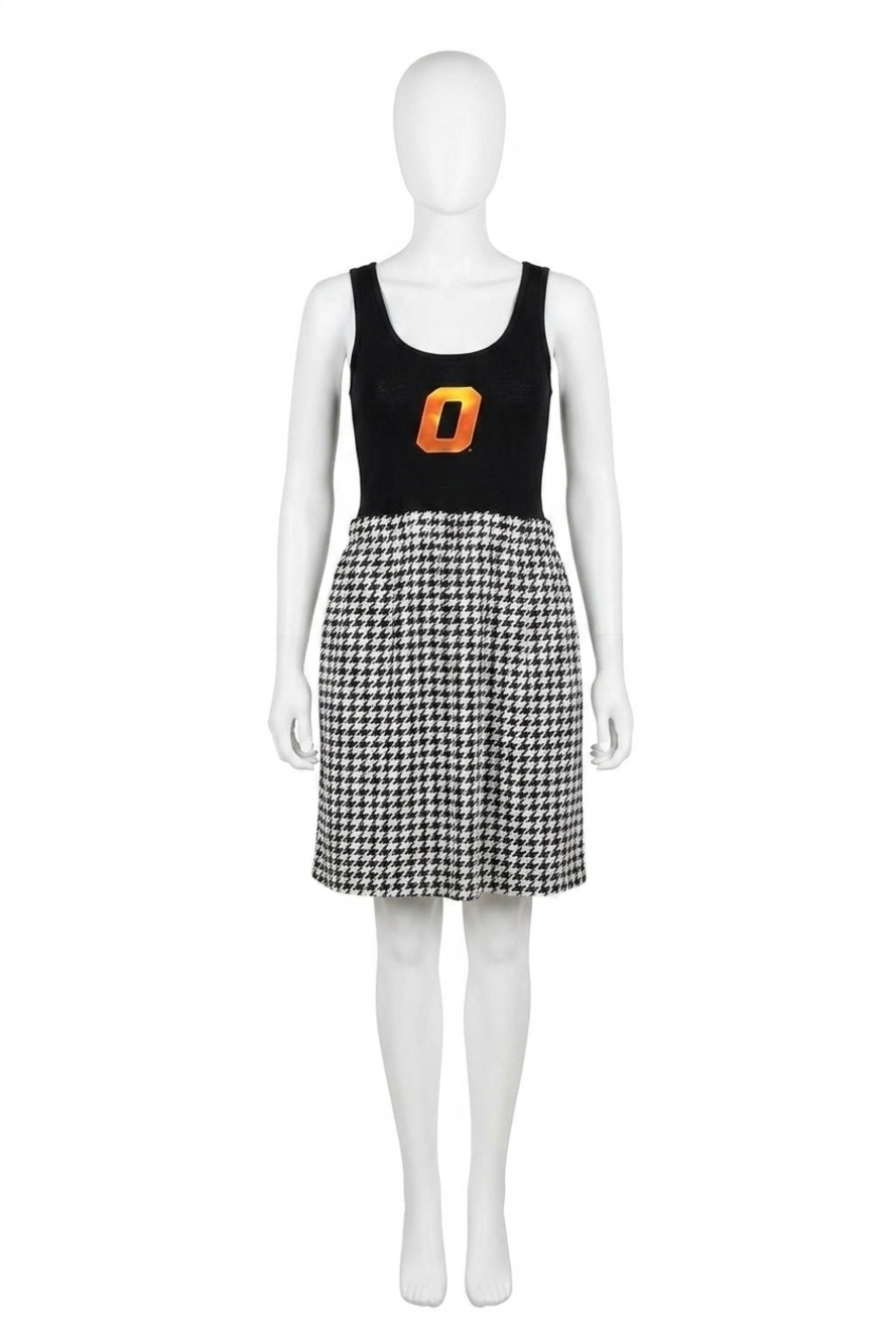NEW GAMEDAY COUTURE oklahoma state university logo houndstooth tank dress in bla
